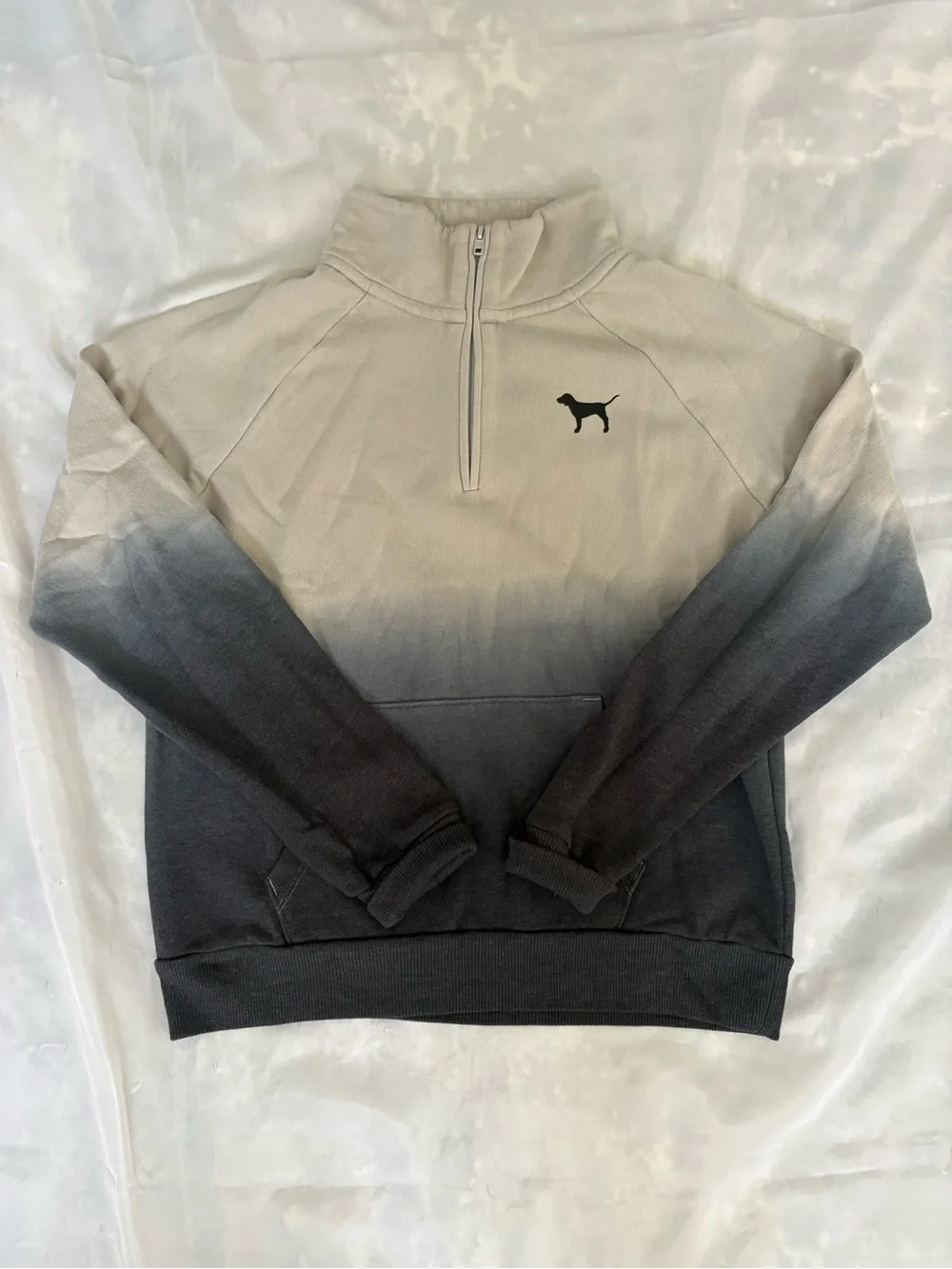 Pink Victoria’s Secret PINK & GRAY Ombre Half-Zip Sweatshirts with Dog Logo